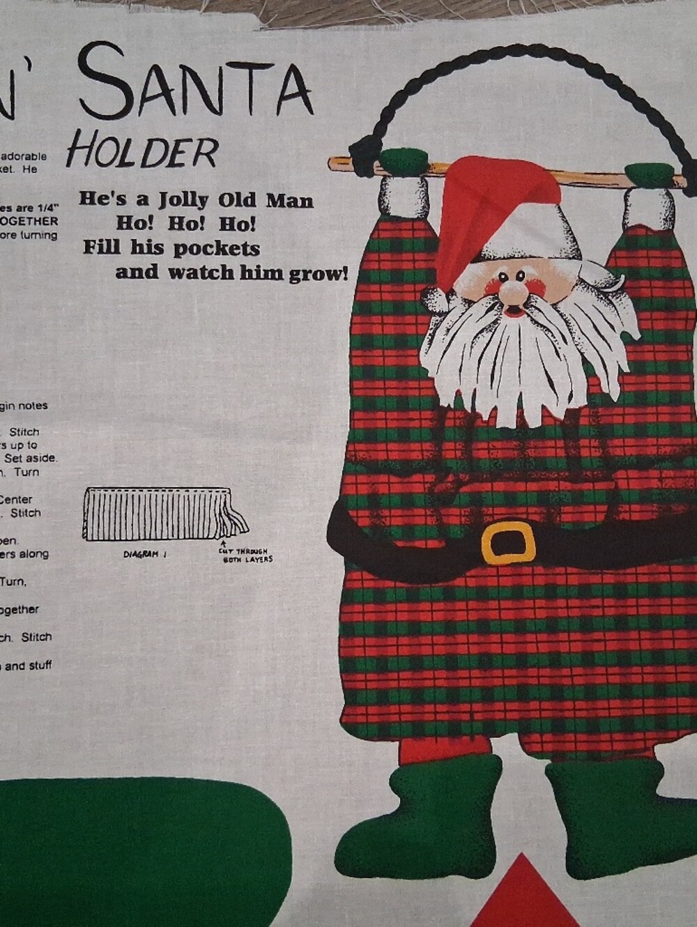 Vintage Swingin' Santa Holder Cut & Sew Fabric Panel by ©Springs Industries
